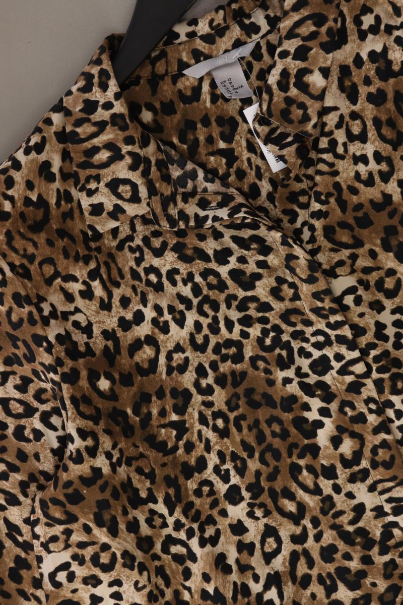 H&M Langarmbluse Gr. 42 mit Tierdruck braun aus Polyester