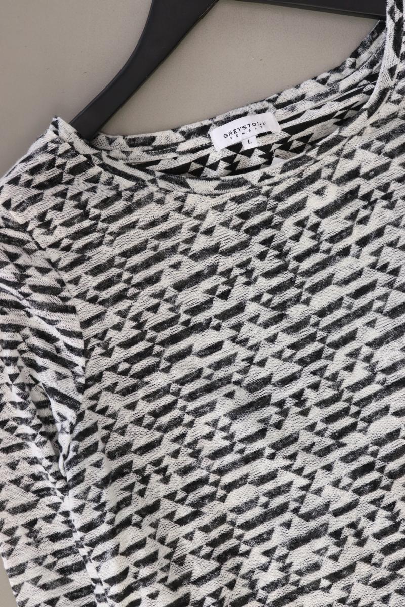 Greystone Strickshirt Gr. L geometrisches Muster Langarm grau aus Polyester