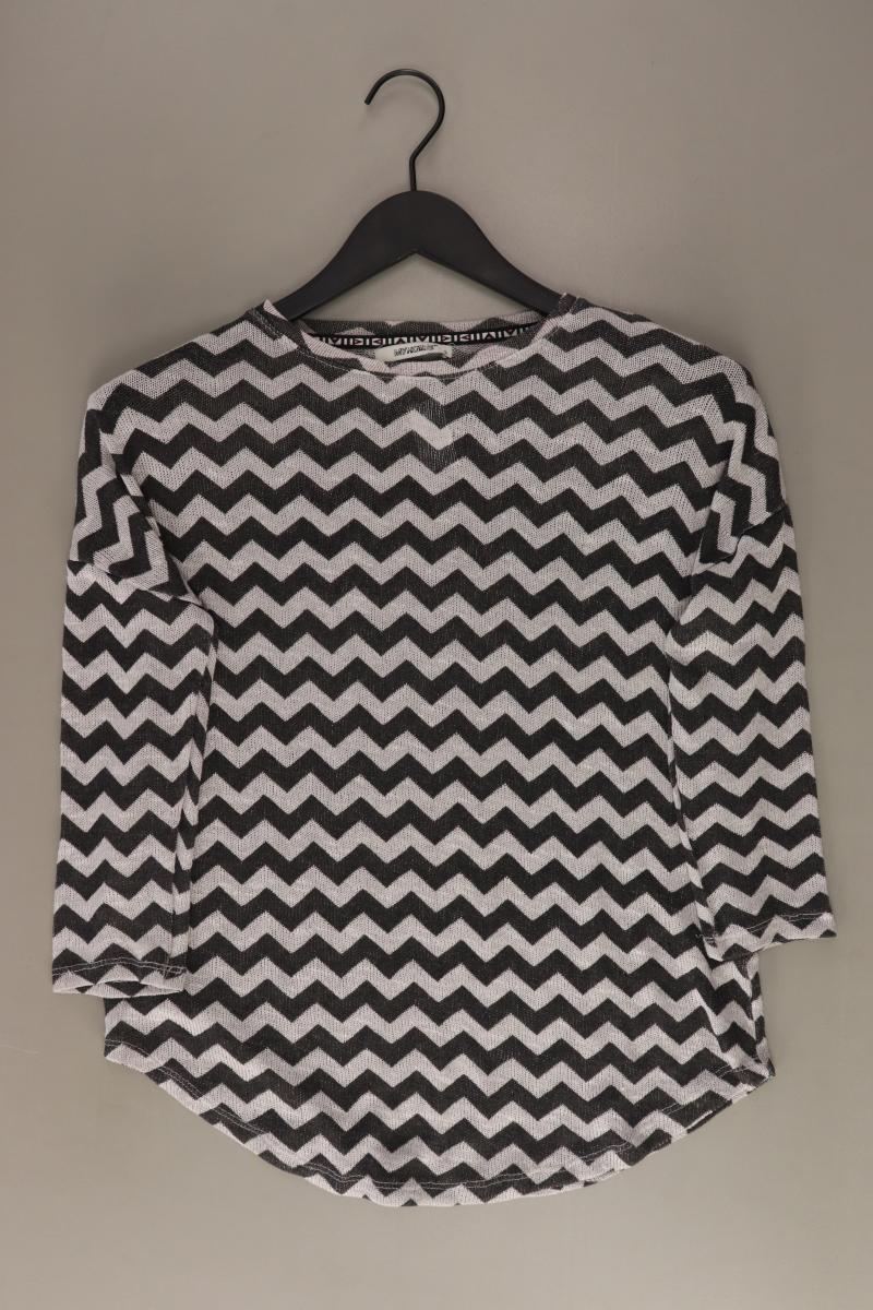 My Hailys leichter Pullover Gr. S geometrisches Muster 3/4 Ärmel grau