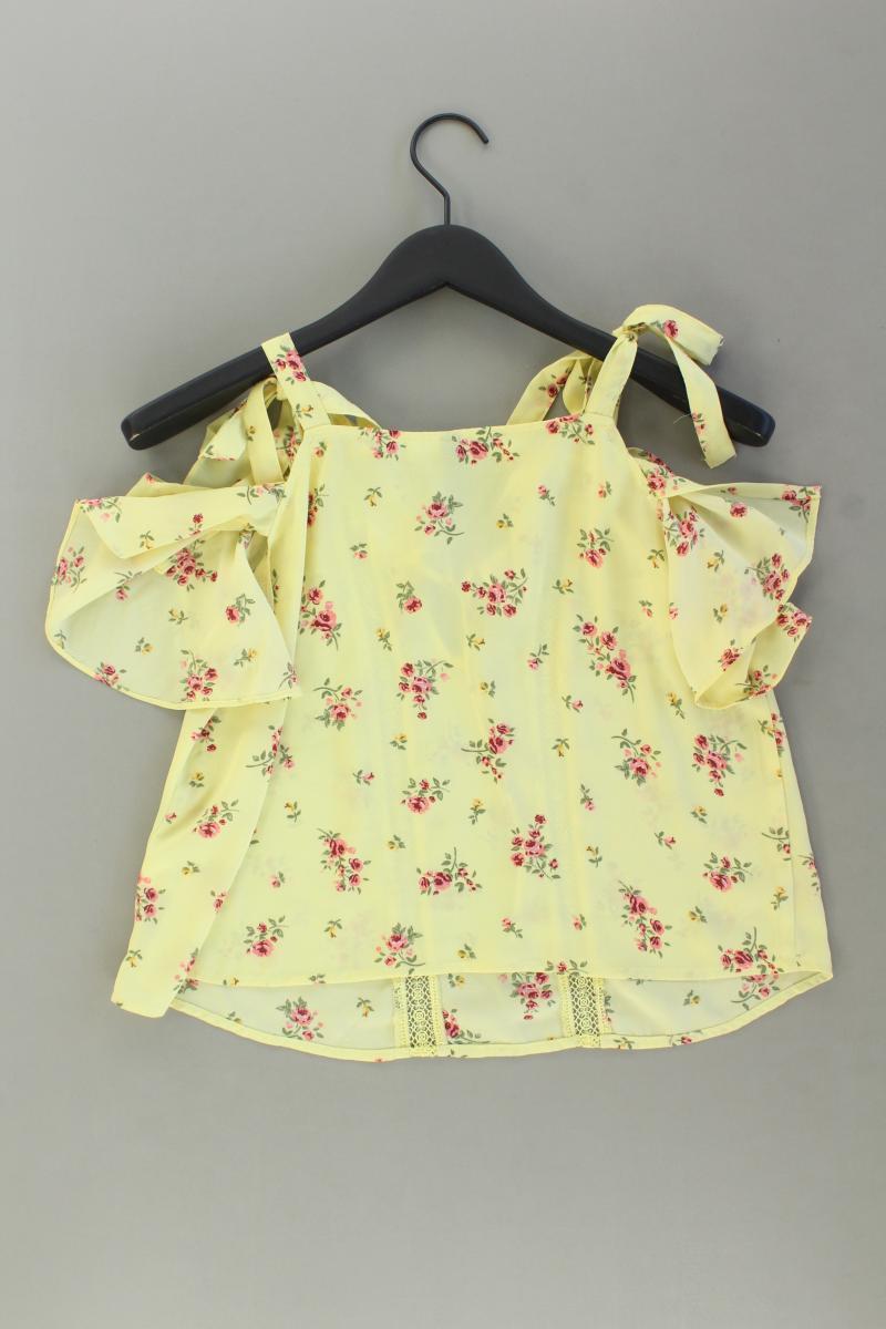 H&M Kurzarmbluse Gr. 34 mit Blumenmuster gelb aus Polyester