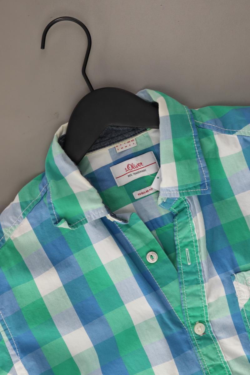 s.Oliver Karohemd für Herren Gr. S kariert Kurzarm blau aus Baumwolle