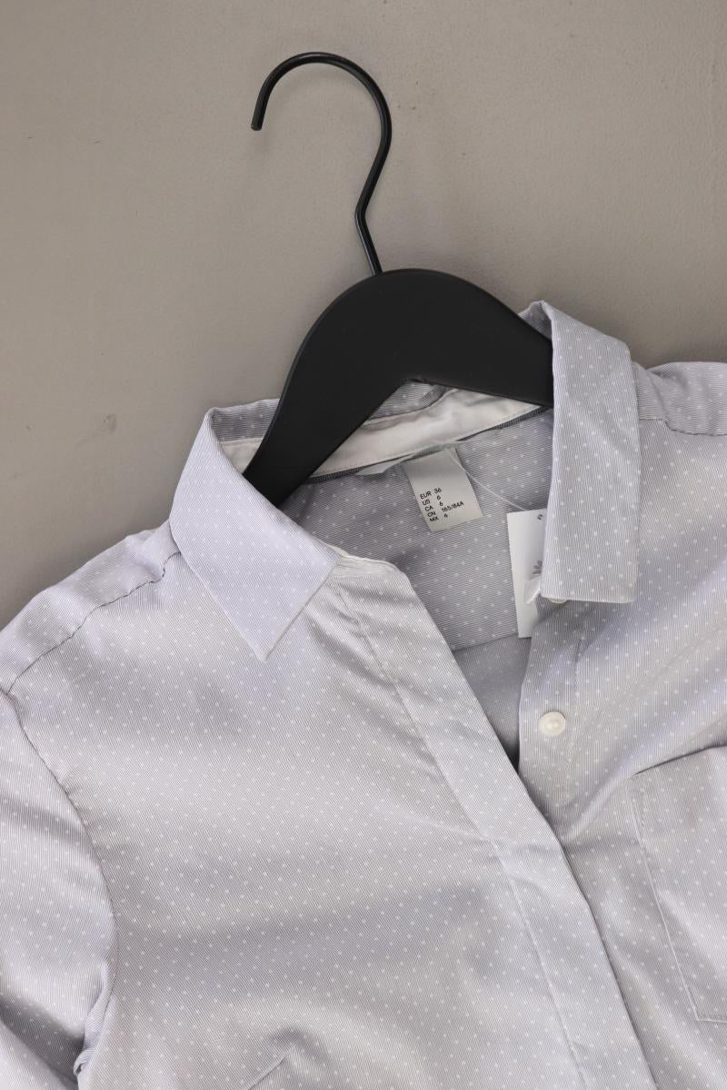 H&M Langarmbluse Gr. 36 gepunktet blau aus Baumwolle