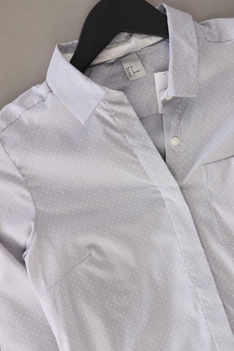 H&M Langarmbluse Gr. 36 gepunktet blau aus Baumwolle