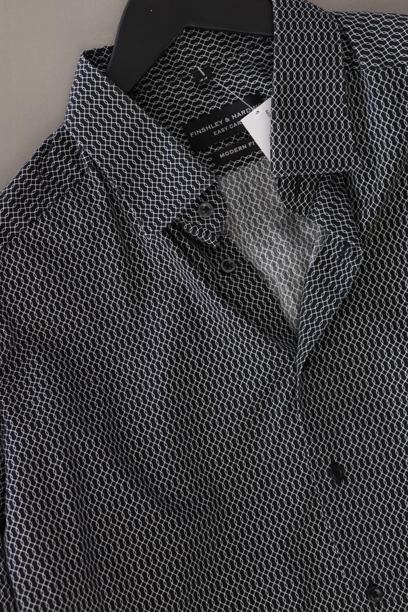 Finshley&Harding Langarmhemd für Herren Gr. 44 schwarz aus Baumwolle