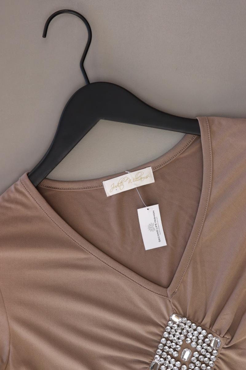 Shirt mit V-Ausschnitt Gr. 36 Kurzarm braun aus Polyester