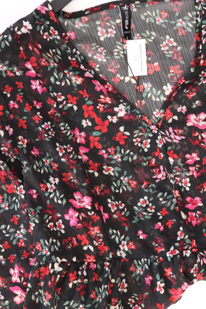 FB Sister Bluse Gr. L mit Blumenmuster Langarm schwarz aus Polyester