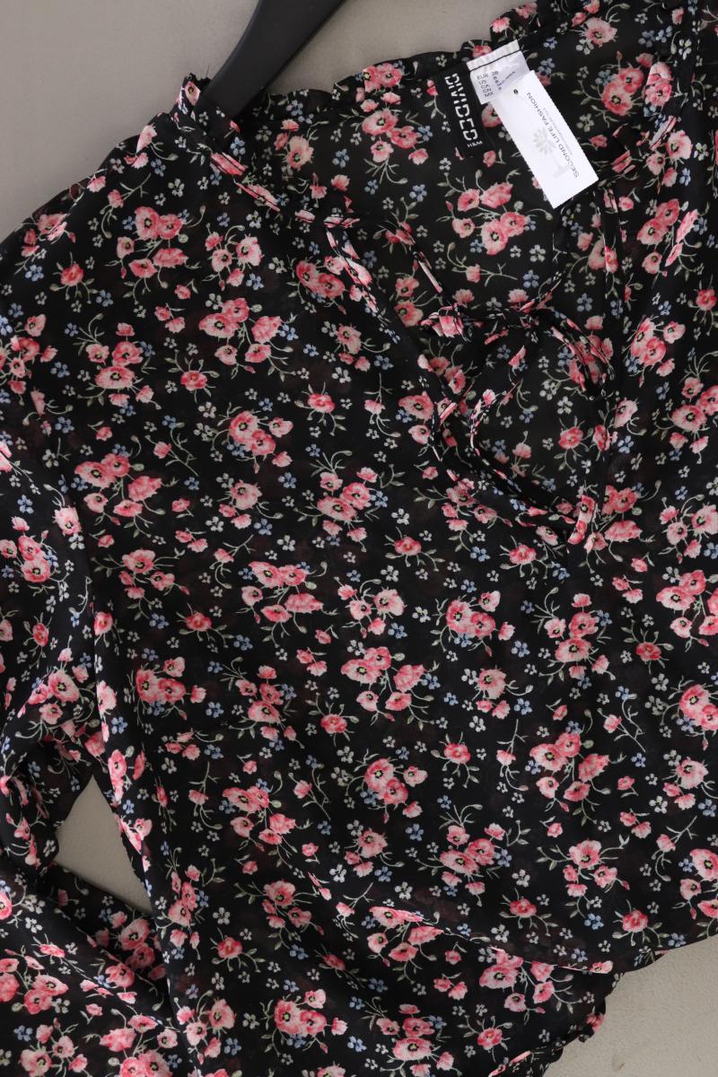 H&M Divided Bluse Gr. 38 mit Blumenmuster Langarm mehrfarbig aus Polyester