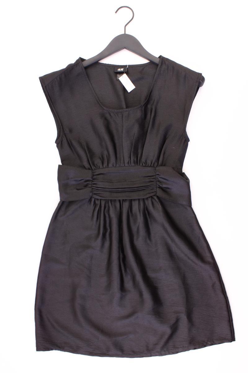 H&M Abendkleid Gr. 36 mit Gürtel Kurzarm schwarz aus Polyester