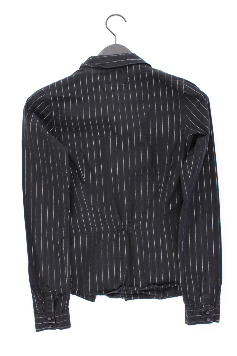 Tommy Hilfiger Rüschenbluse Gr. S gestreift Langarm schwarz aus Baumwolle