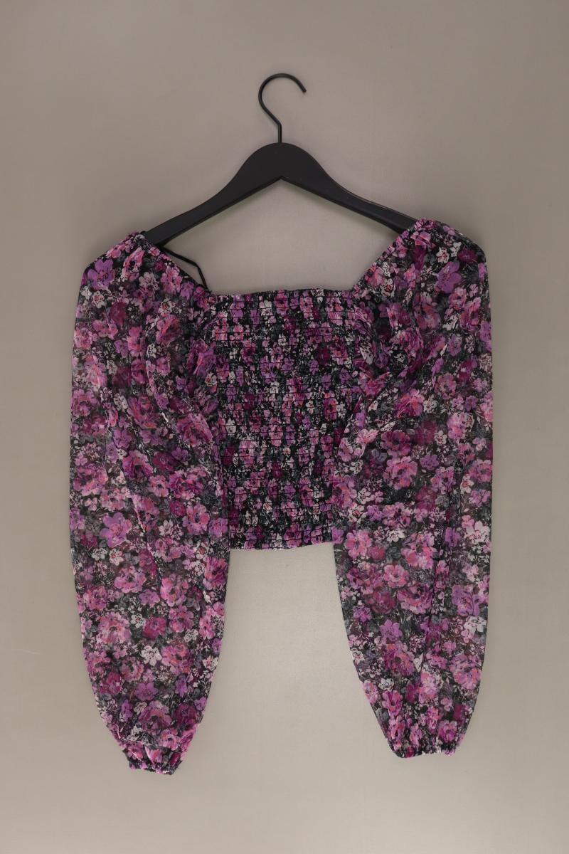 C&A Crop Top Gr. 34 mit Blumenmuster Langarm lila aus Polyester