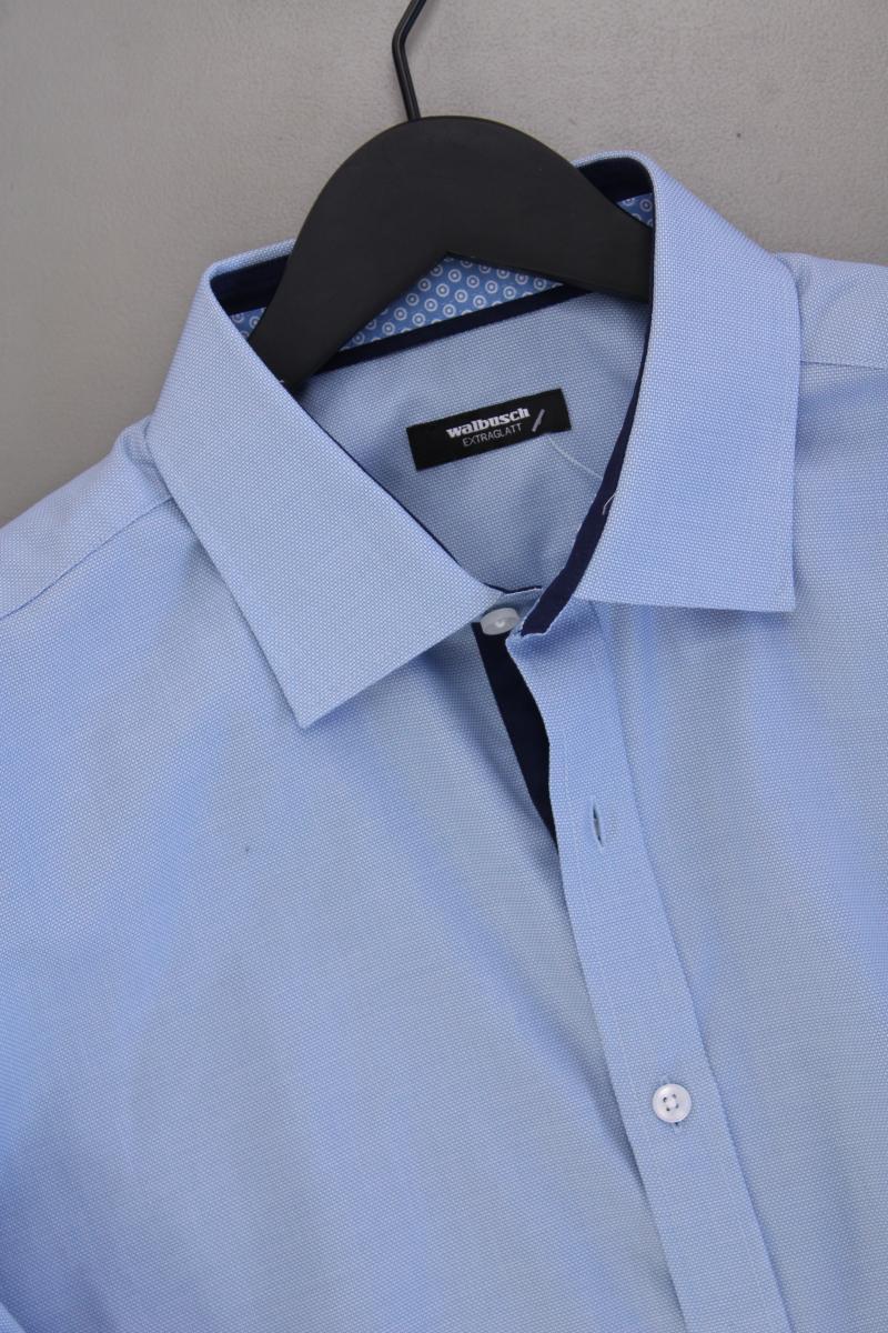 Walbusch Langarmhemd für Herren Gr. Hemdgröße 44 blau aus Baumwolle