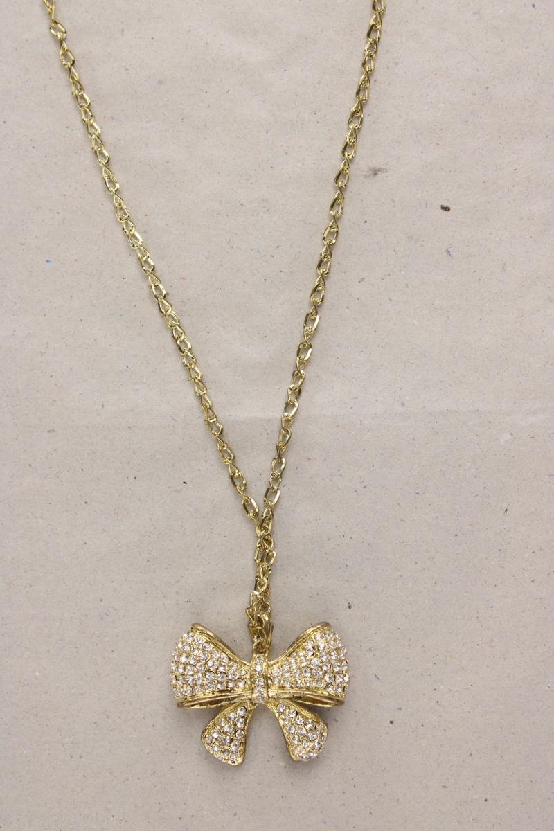 Halskette mit Schleifenanhänger neu mit Etikett gold