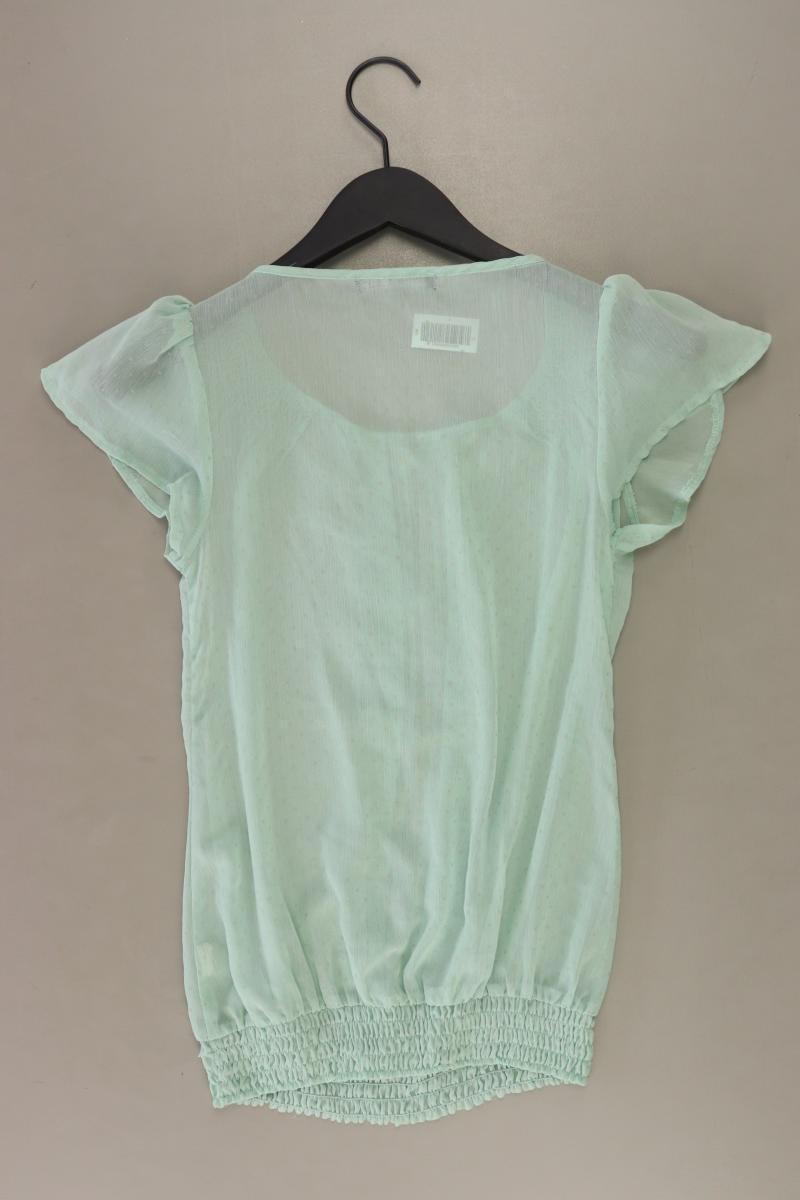 Rüschenbluse Gr. 36 gepunktet Kurzarm türkis