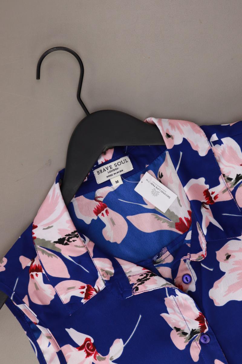Brave Soul Schluppenbluse Gr. M mit Blumenmuster Ärmellos blau aus Polyester