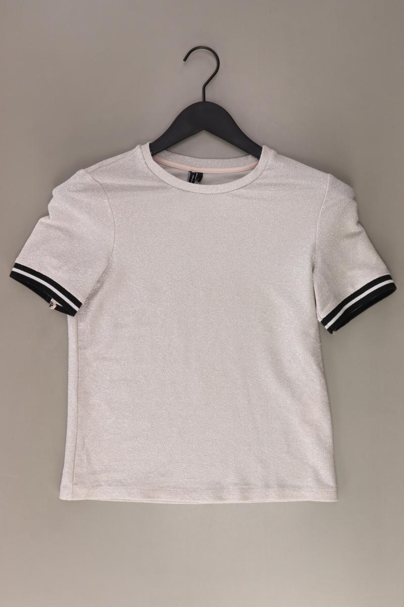 Vero Moda Glitzer Shirt Gr. S Kurzarm mit Glitzer silber aus Polyamid