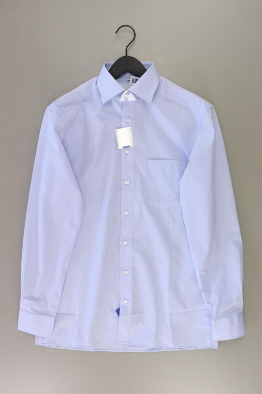 Langarmhemd für Herren Gr. Hemdgröße 40 blau aus Baumwolle