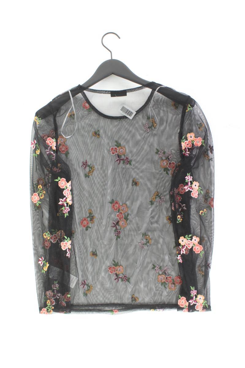 Janine Mesh Shirt Gr. 44 mit Blumenmuster Langarm schwarz aus Polyester
