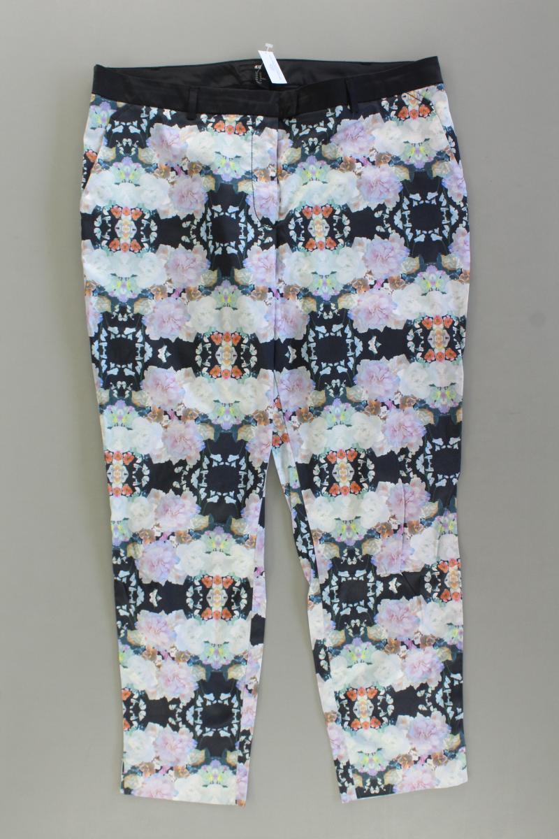 H&M Stoffhose Gr. 44 mit Blumenmuster mehrfarbig aus Baumwolle