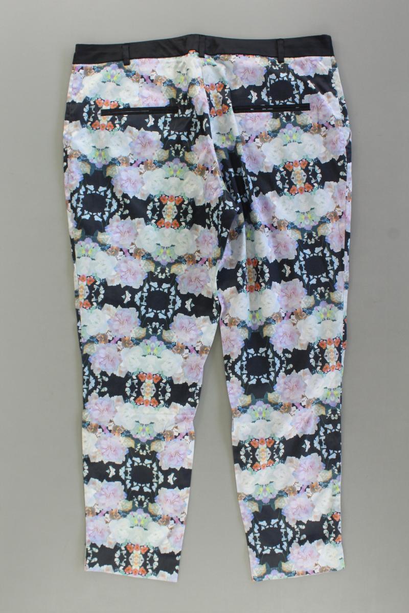 H&M Stoffhose Gr. 44 mit Blumenmuster mehrfarbig aus Baumwolle