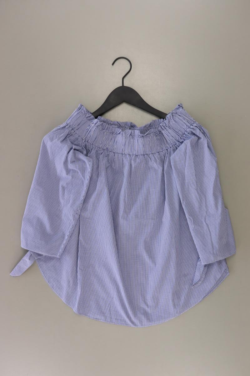 H&M Schluppenbluse Gr. 38 kariert neuwertig 3/4 Ärmel mit Carmen-Ausschnitt blau