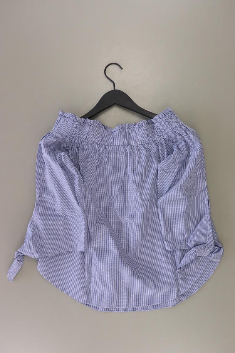 H&M Schluppenbluse Gr. 38 kariert neuwertig 3/4 Ärmel mit Carmen-Ausschnitt blau