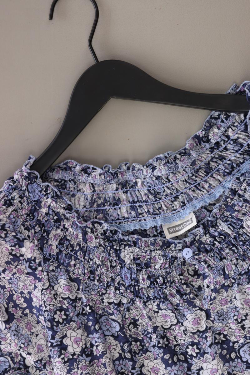 Street One Kurzarmbluse Gr. 38 mit Blumenmuster blau