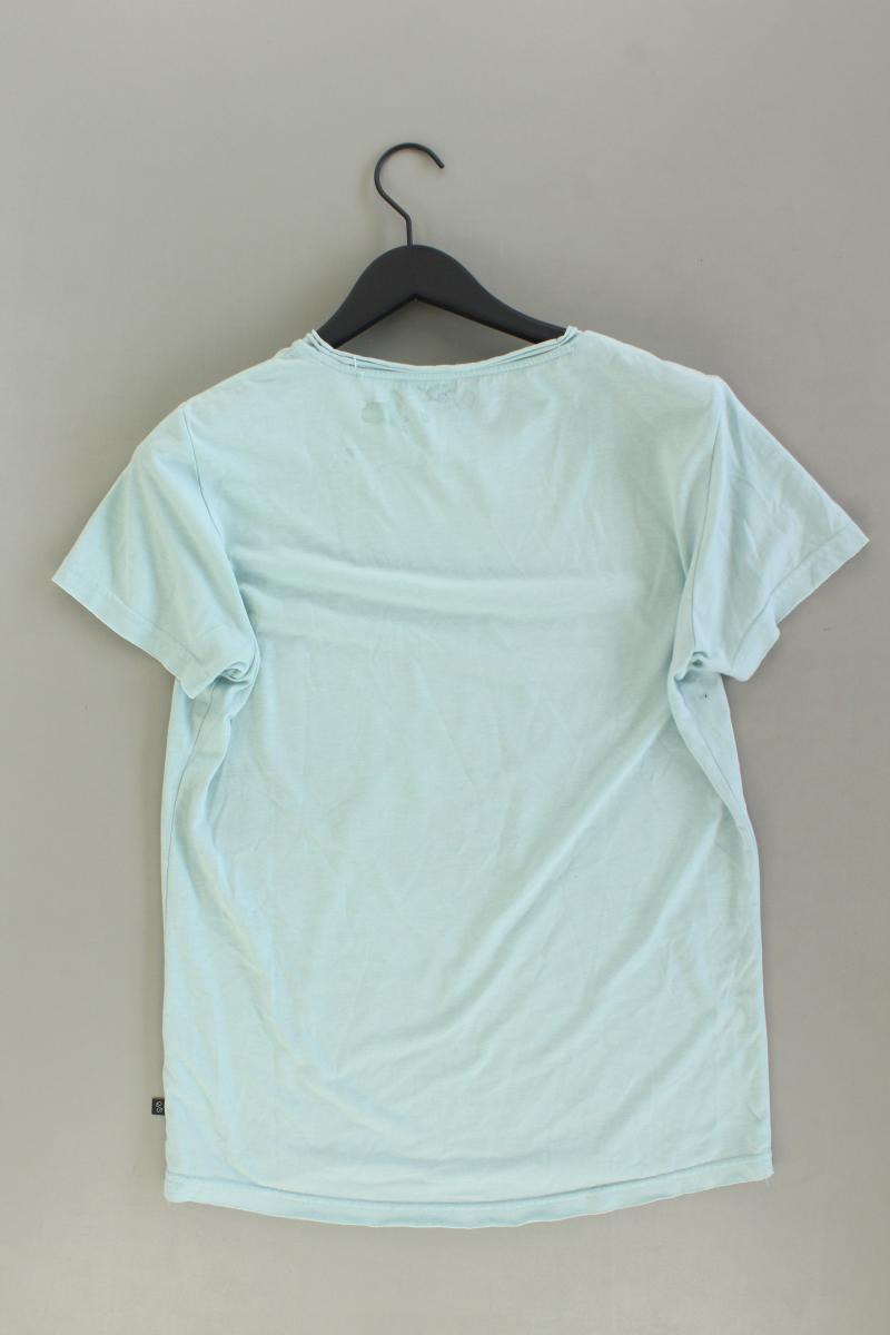s.Oliver Printshirt für Herren Gr. M Kurzarm türkis aus Polyester