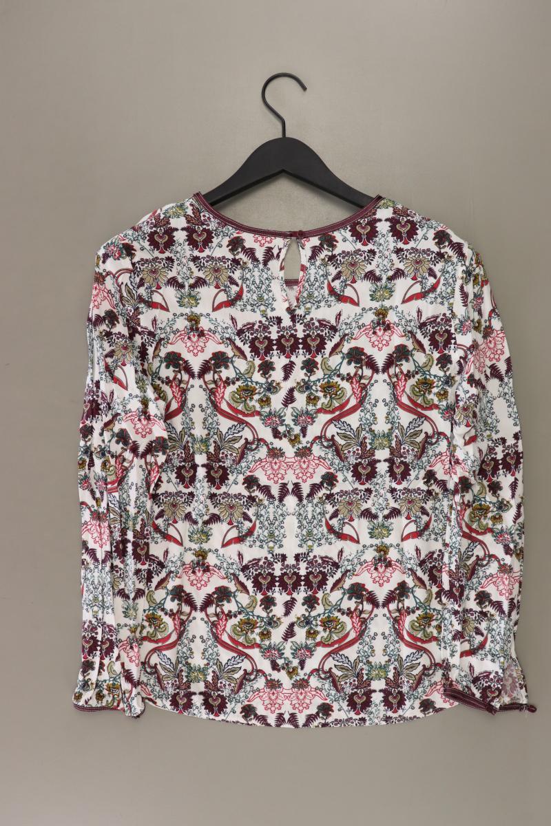 Printshirt Gr. 38 mit Blumenmuster Langarm weiß aus Viskose