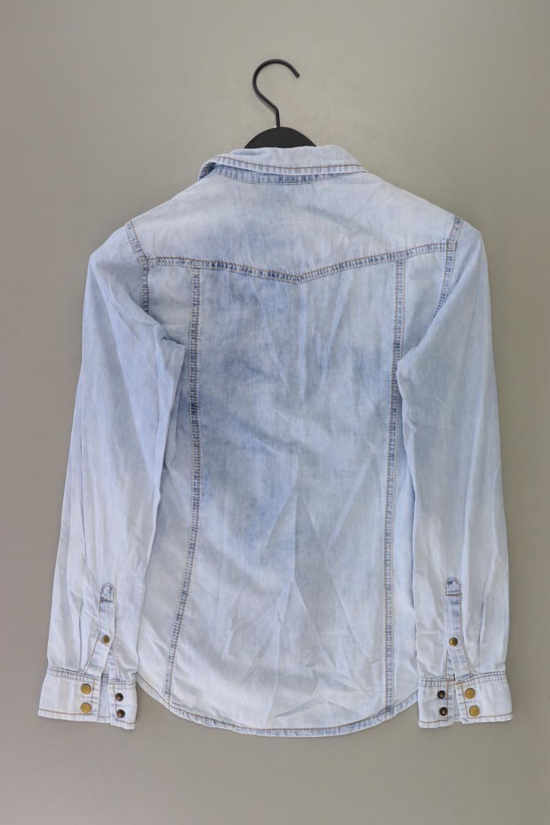 QS by s.Oliver Jeansbluse Gr. 34 Langarm blau aus Baumwolle