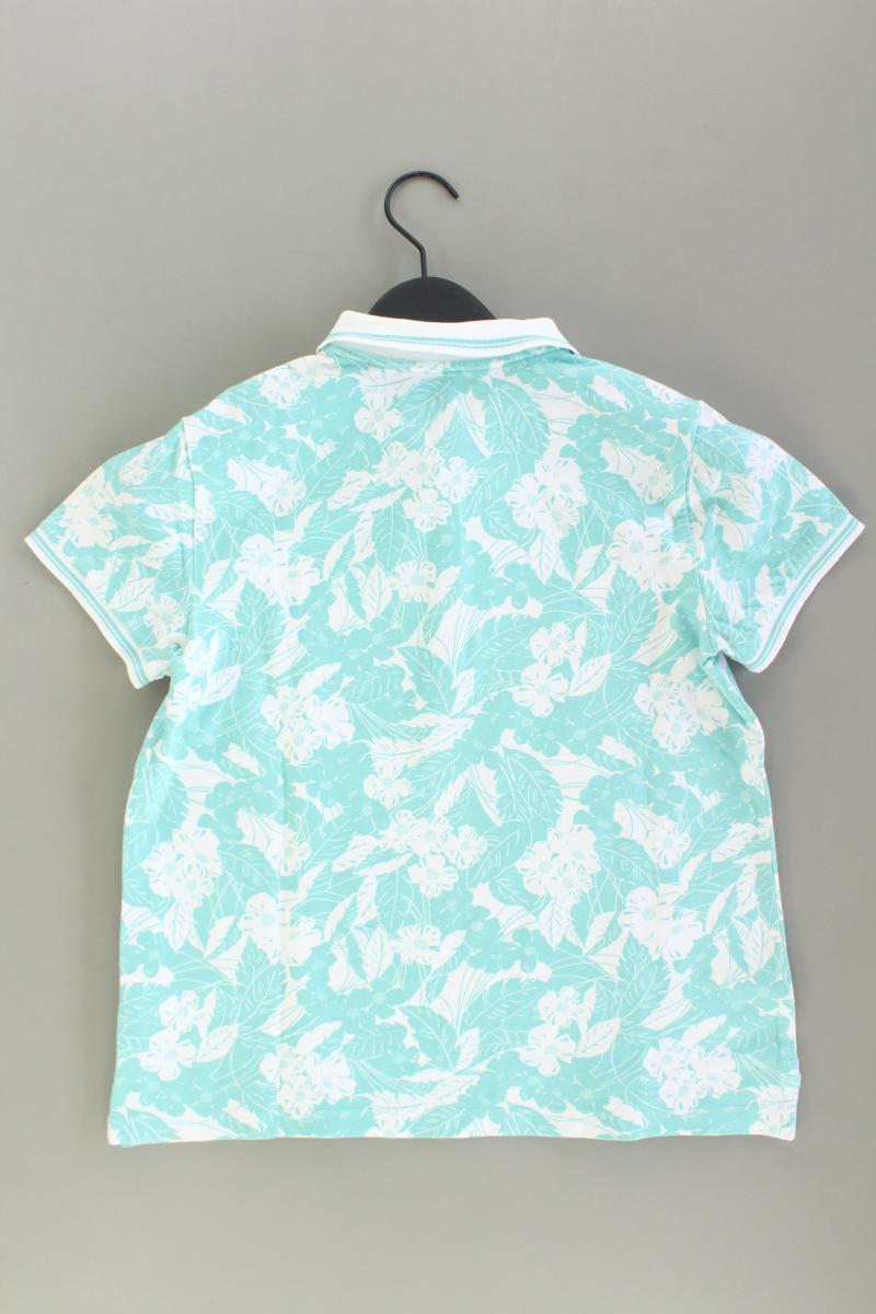 Lands' End Poloshirt Gr. M mit Blumenmuster Kurzarm türkis aus Baumwolle
