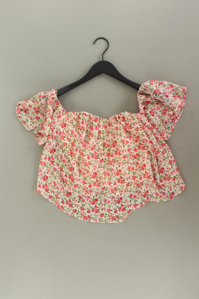 Kurzarmbluse Gr. S mit Blumenmuster mehrfarbig aus Polyester