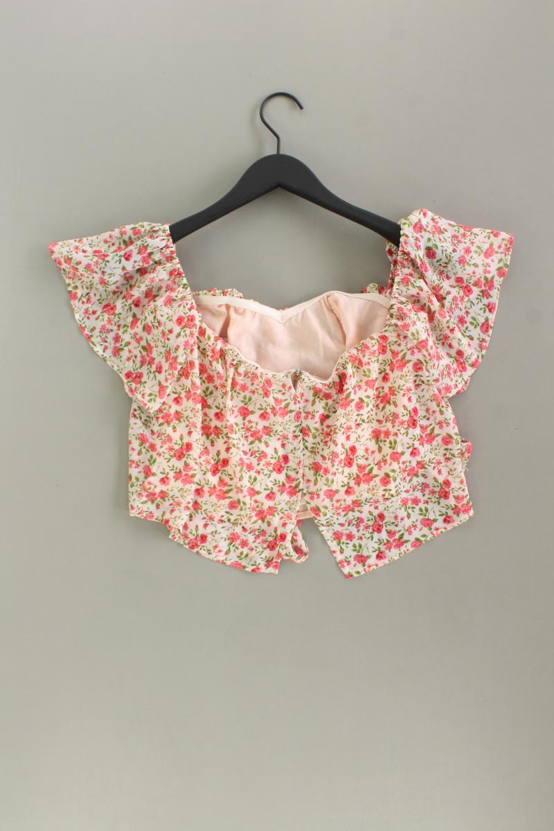 Kurzarmbluse Gr. S mit Blumenmuster mehrfarbig aus Polyester