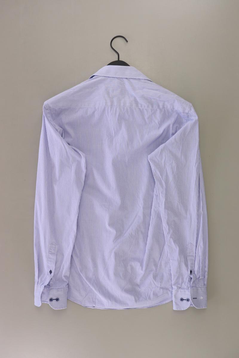 Eterna Langarmhemd für Herren Gr. Hemdgröße 39 gestreift blau aus Baumwolle