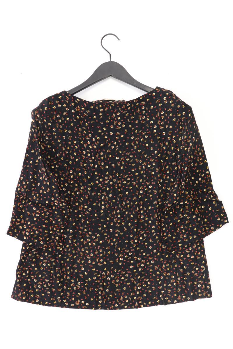 H&M Bluse Gr. 42 mit Blumenmuster 3/4 Ärmel schwarz aus Viskose