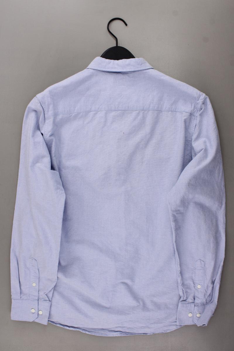 H&M Langarmhemd für Herren Gr. L blau aus Baumwolle
