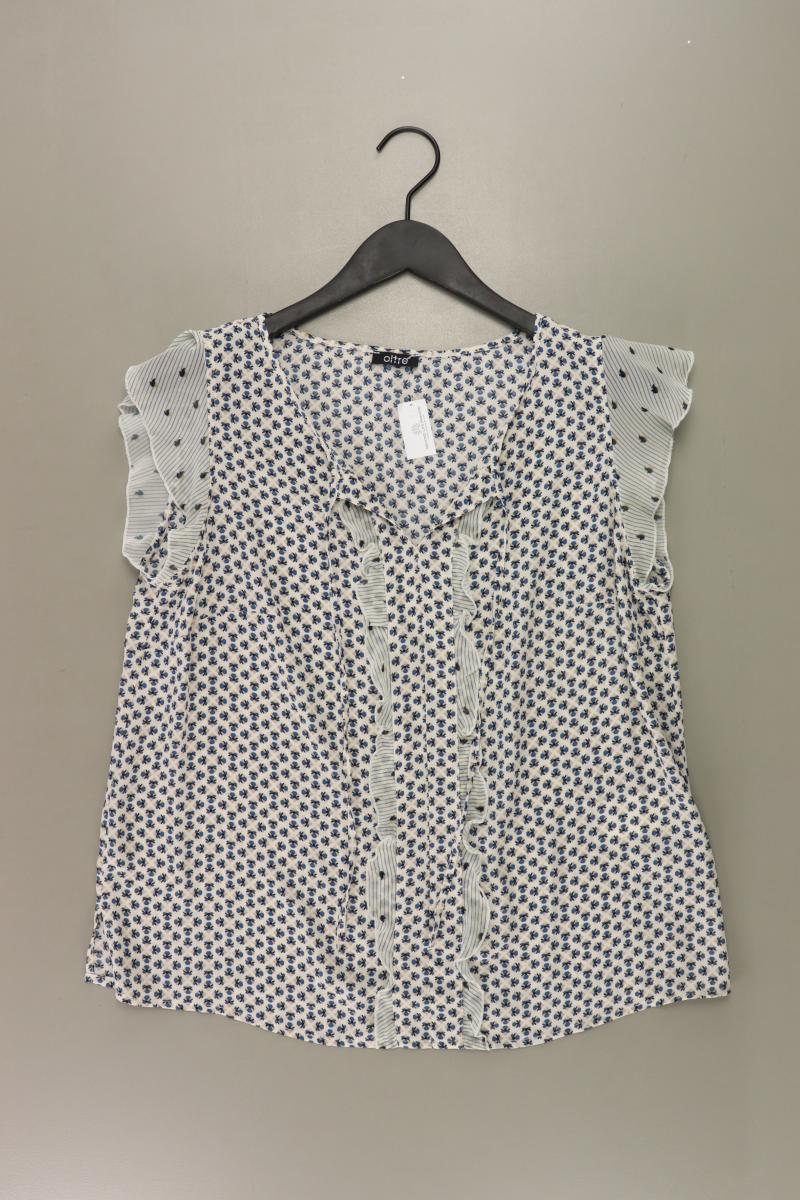 Oltre Rüschenbluse Gr. 40 mit Blumenmuster Kurzarm weiß aus Polyester