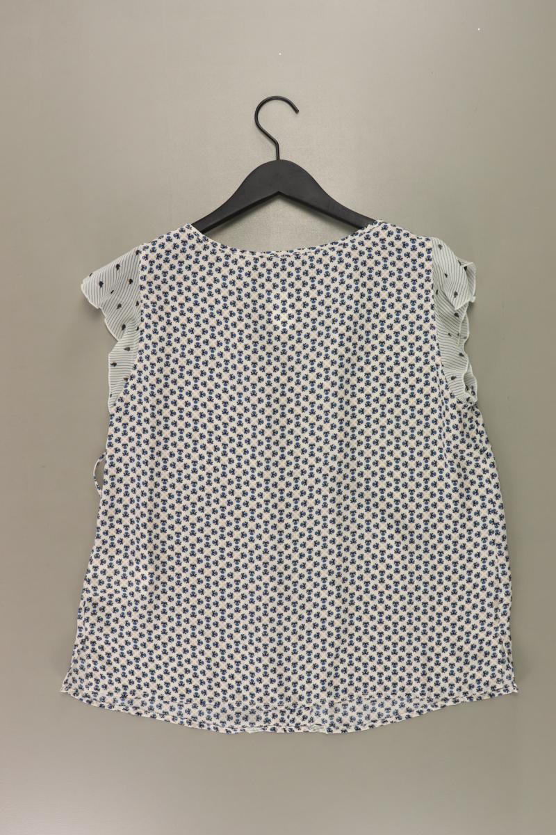 Oltre Rüschenbluse Gr. 40 mit Blumenmuster Kurzarm weiß aus Polyester