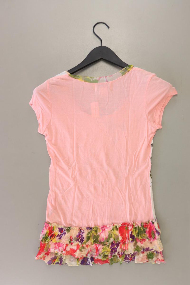 Tesini Printshirt Gr. 34 mit Blumenmuster Kurzarm rosa aus Viskose