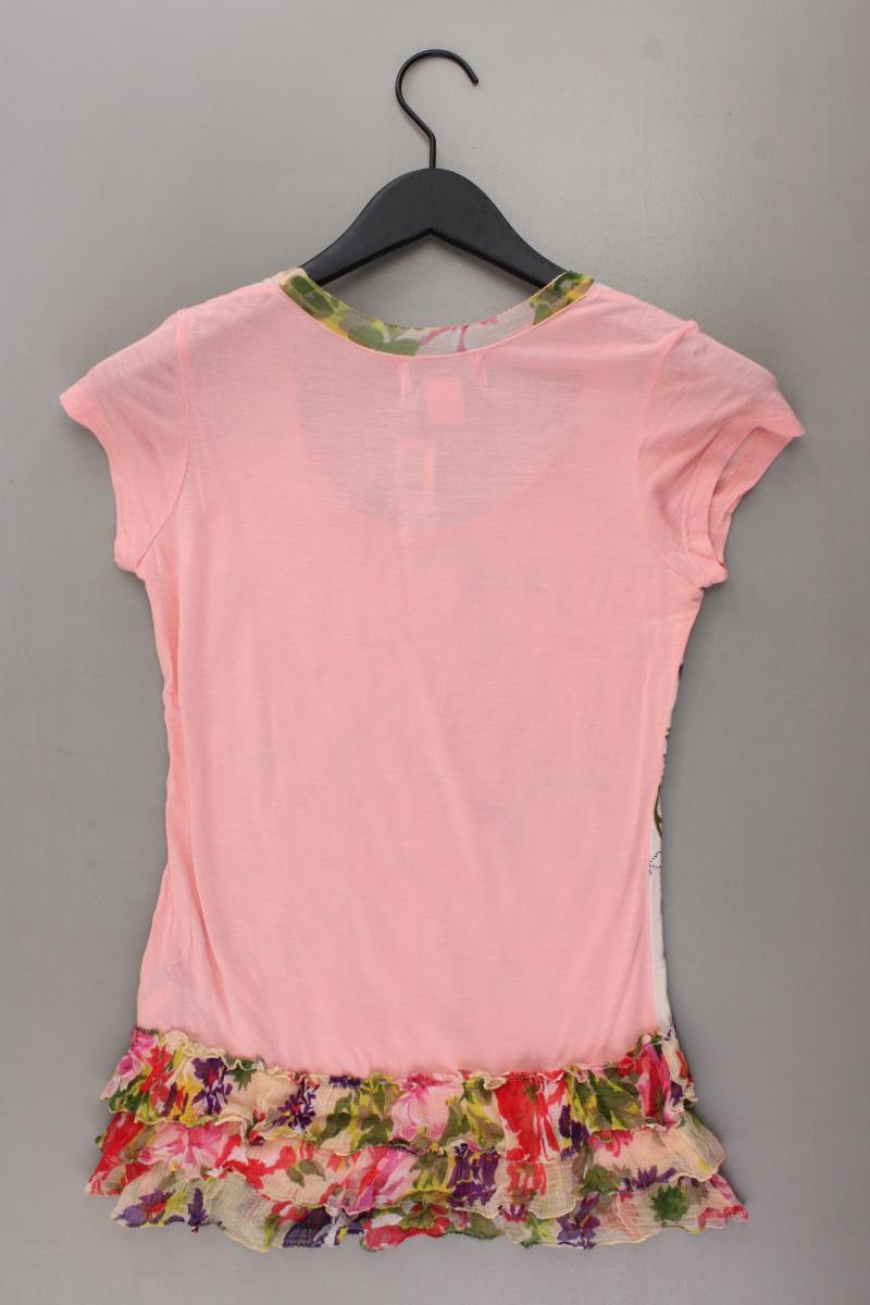 Tesini Printshirt Gr. 34 mit Blumenmuster Kurzarm rosa aus Viskose