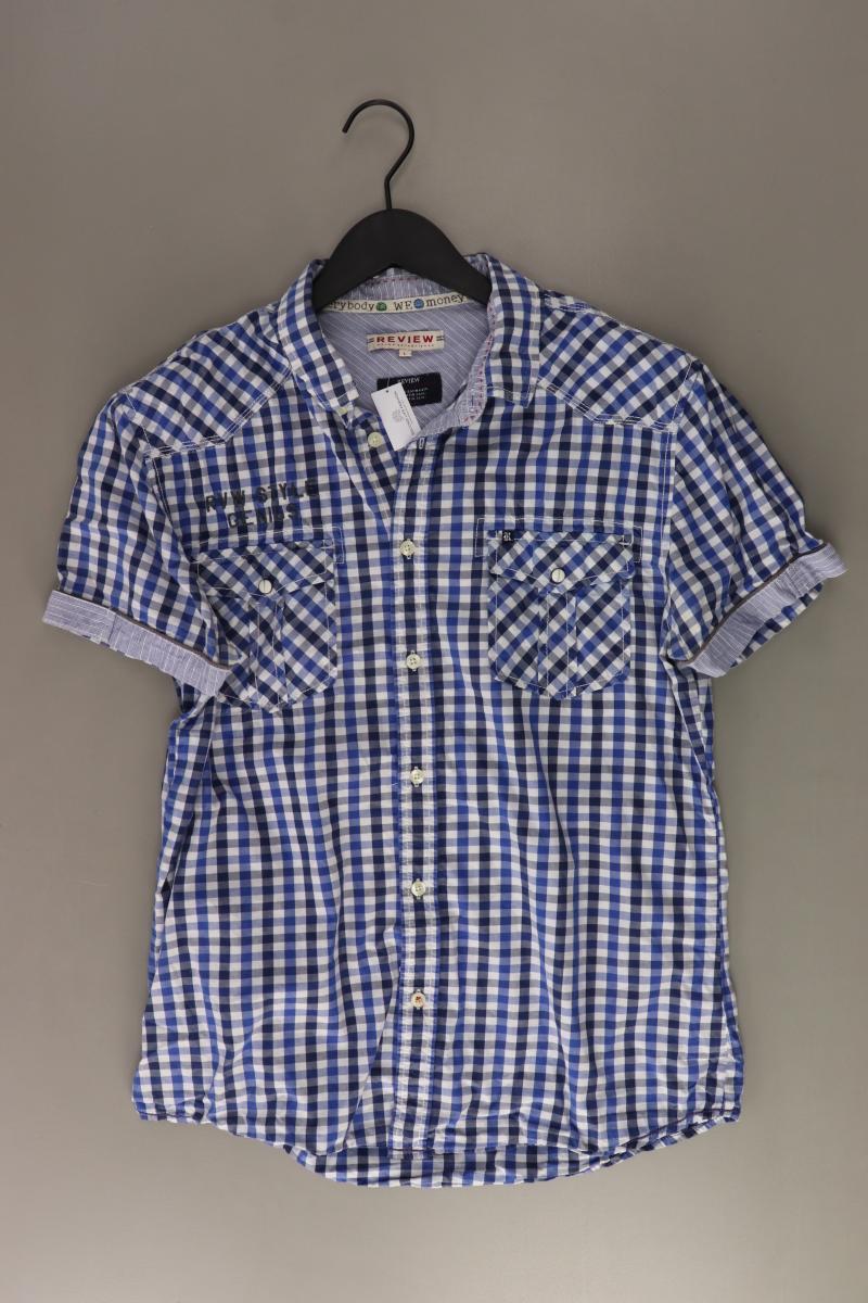 Review Karohemd für Herren Gr. L kariert Kurzarm blau aus Baumwolle