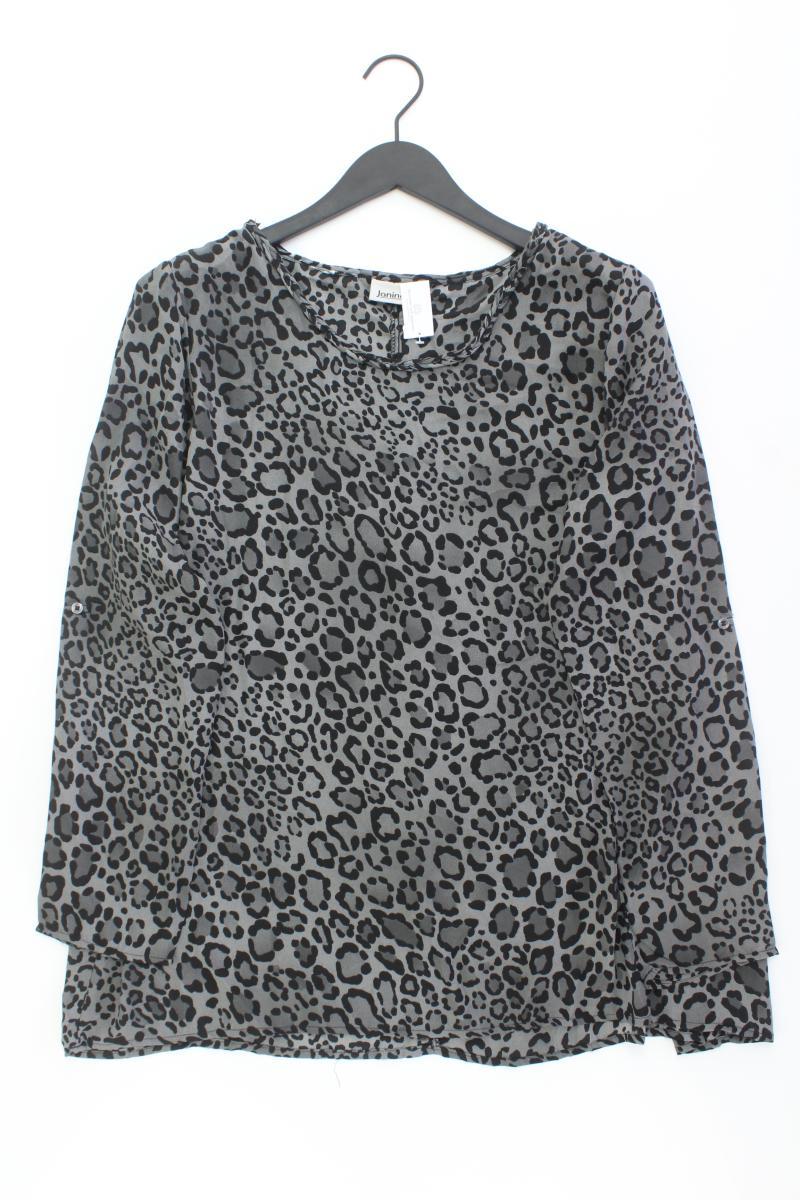 Langarmbluse Gr. 46 mit Tierdruck grau aus Polyester