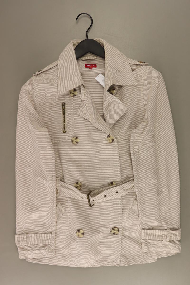 Regular Jacke Gr. 38 gestreift mit Gürtel braun aus Baumwolle