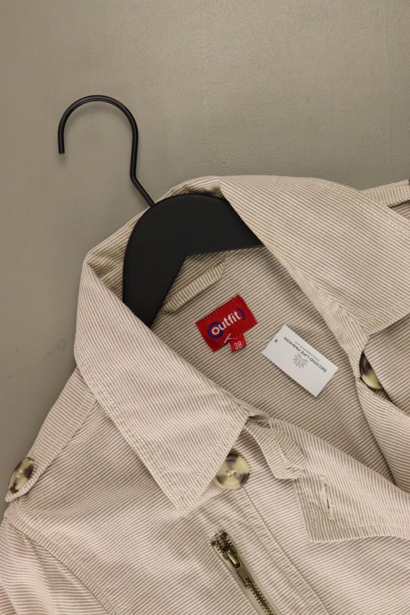 Regular Jacke Gr. 38 gestreift mit Gürtel braun aus Baumwolle