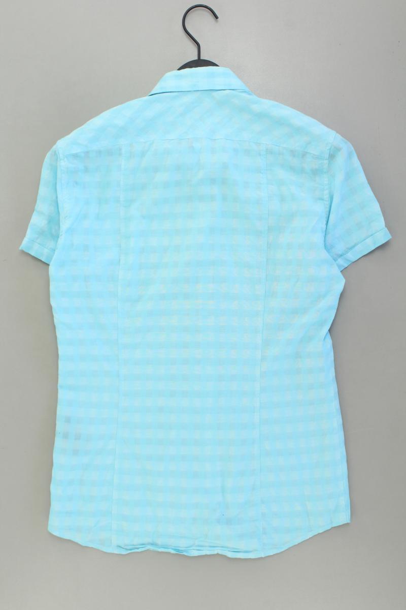 H&M Karobluse Gr. S kariert Kurzarm blau aus Baumwolle