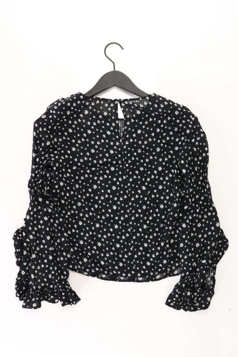 H&M Bluse Gr. 36 mit Blumenmuster Langarm schwarz aus Polyester