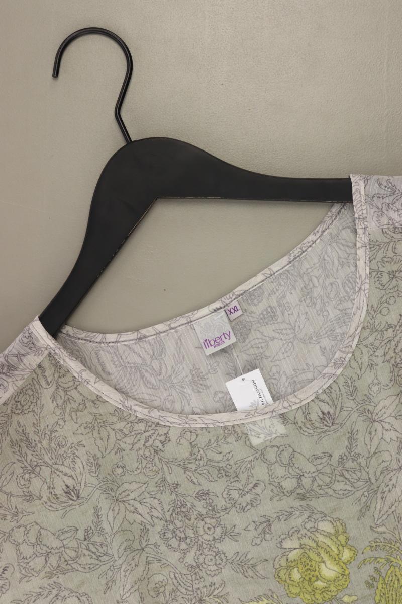 Liberty Kurzarmbluse Gr. XXL mit Blumenmuster grau aus Polyester