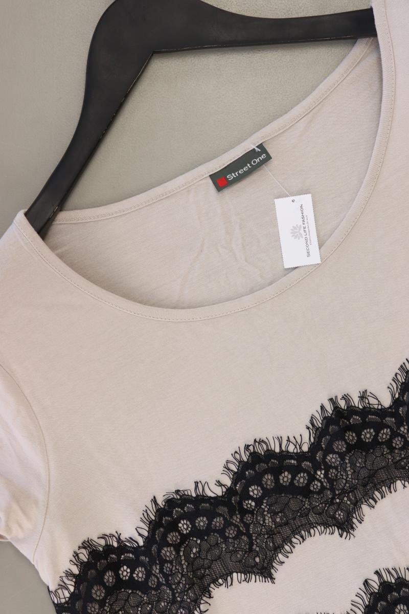 Street One T-Shirt Gr. 42 Kurzarm creme aus Viskose