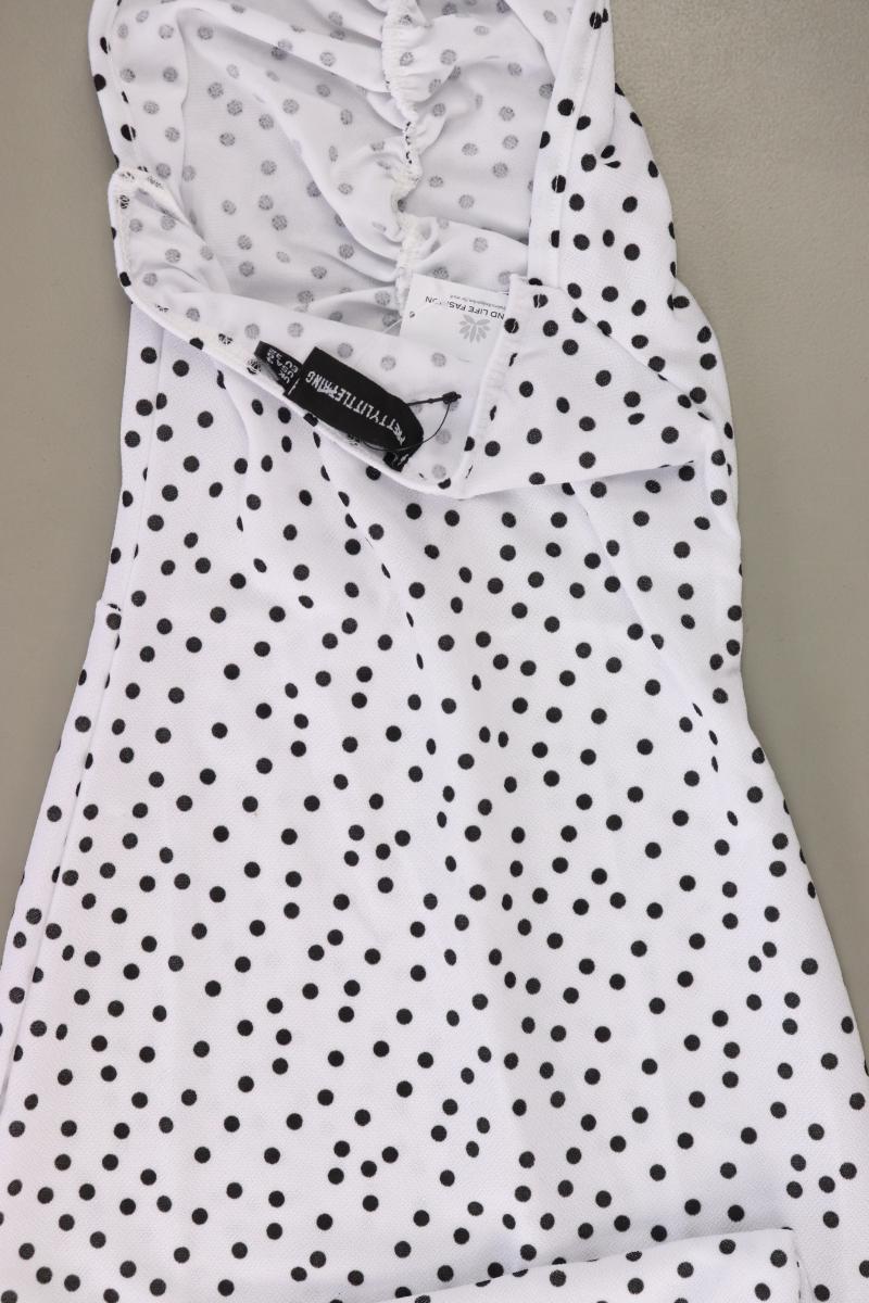 Prettylittlething Neckholderkleid Gr. 32 gepunktet neuwertig Träger weiß