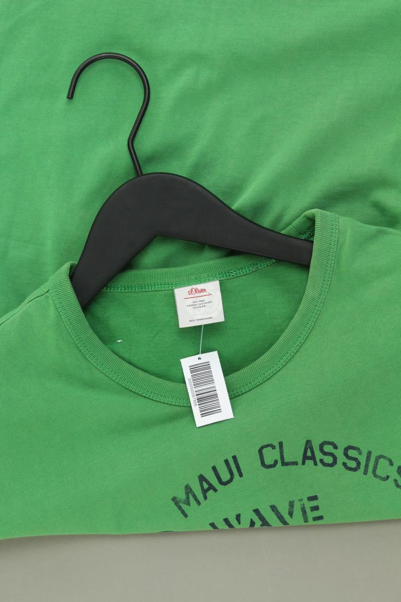 s.Oliver Printshirt für Herren Gr. L Kurzarm grün aus Baumwolle
