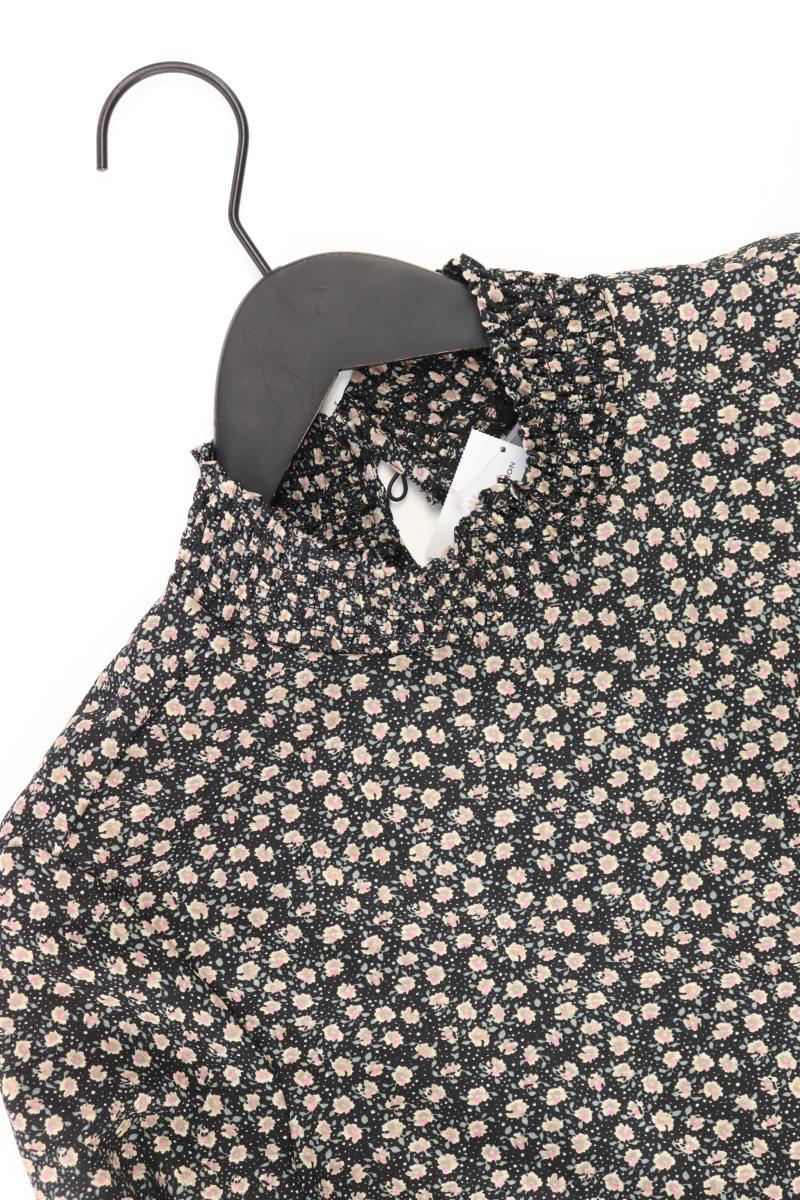 Langarmbluse Gr. 38 mit Blumenmuster schwarz aus Polyester